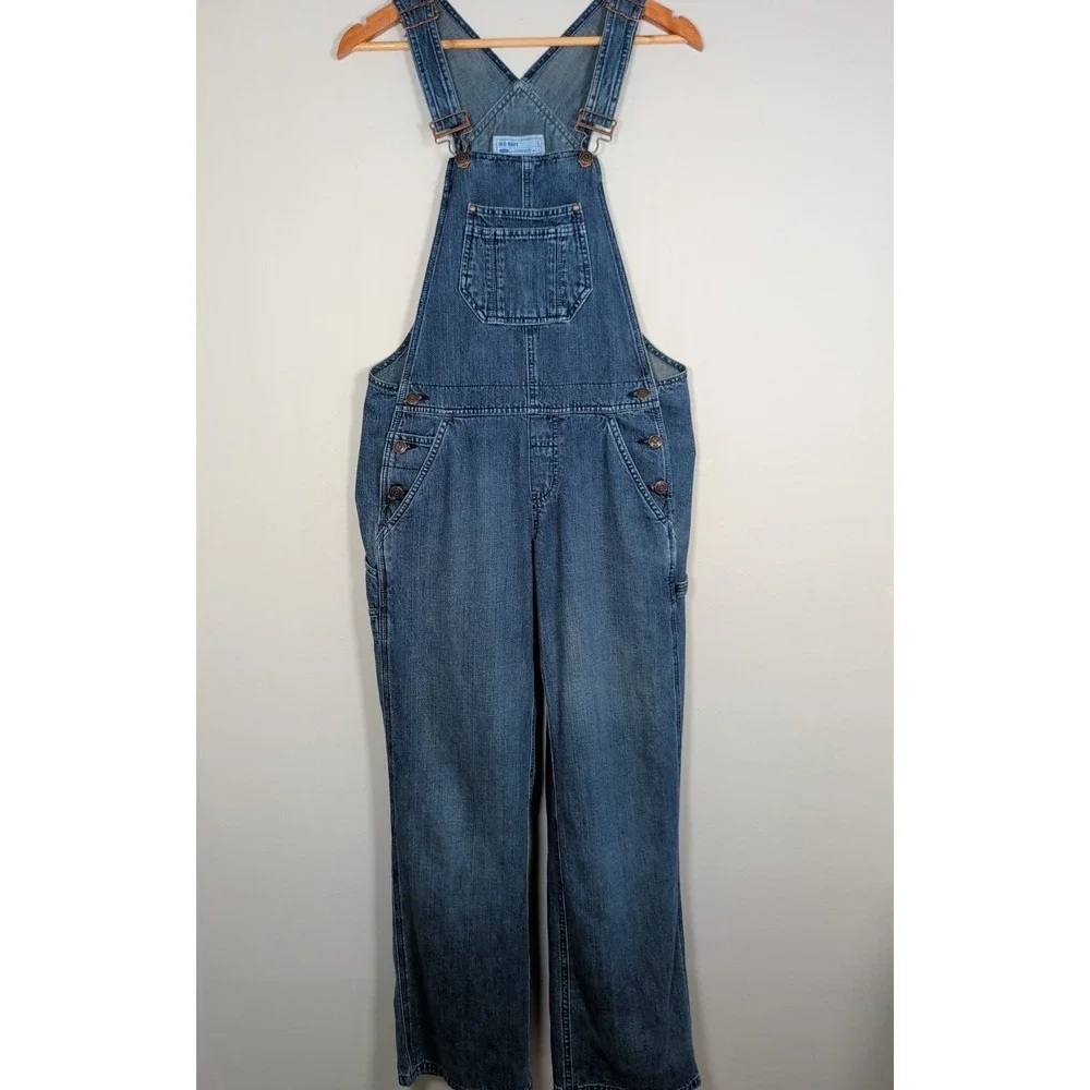 Vintage Old Navy 90s Y2K Blue Denim Overalls Bibs Size Small Jean Carpenter Bib